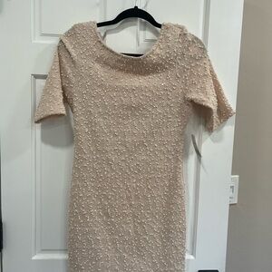 Forever 21 Tan Sequin Sheath Mini Dress with Bateau Neckline